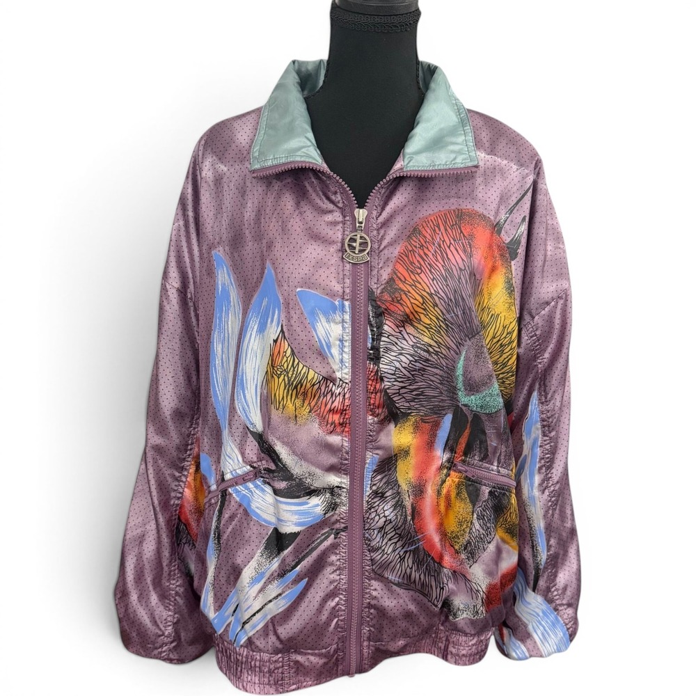 IXSPA Jamie Sadock VTG Abstract Windbreaker Jacket L Art to Wear 90's Streetwear
